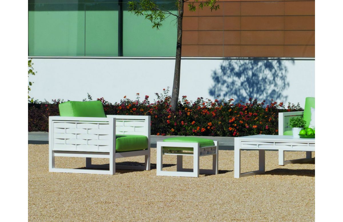 Salon de jardin bas 6 personnes en aluminium et Dralonlux - Augusta - Hevea