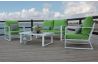 Salon de jardin bas 4 personnes en aluminium et Dralon - Bolonia - blanc - Hevea