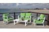 Salon de jardin bas 4 personnes en aluminium et Dralon - Bolonia - blanc - Hevea