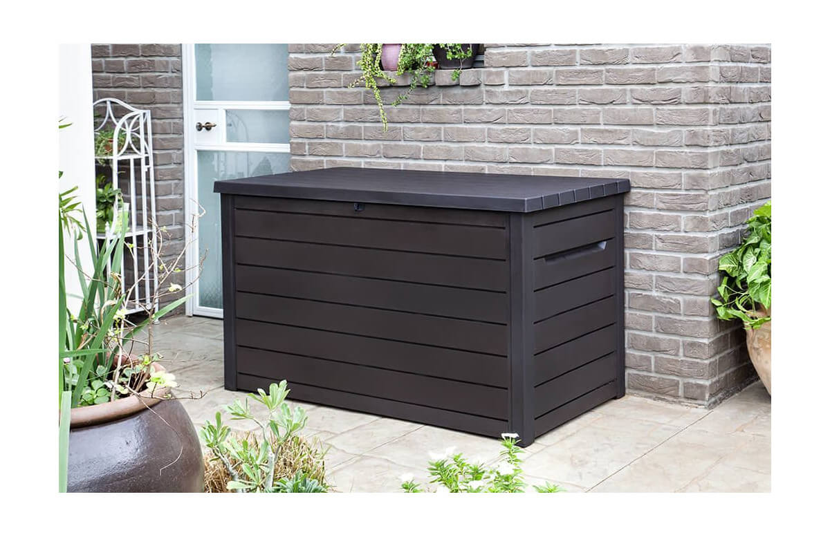 Coffre de Rangement Exterieur 280L en PP 116x44x55CM Style Bois