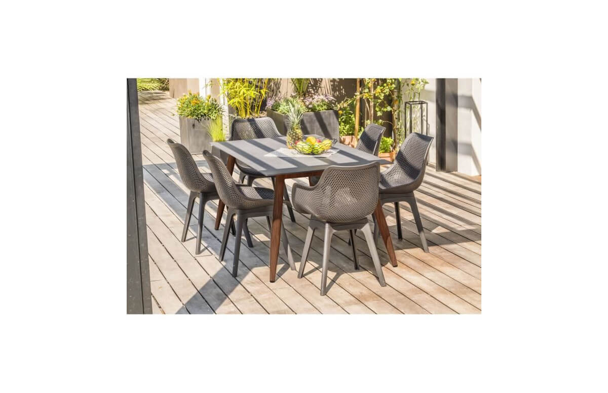 Table salon de jardin 4-6 personnes en aluminium rectangulaire DCB Garden SCANDI