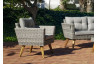 Salon de jardin bas en résine tressée et Dralon 4 personnes - Meridien - gris - Hevea