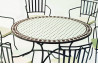 Ensemble table et fauteuils ronde mosaïque en acier et Dralon 6 personnes - Zaira Shifa - ecru - Hevea