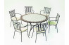 Table de jardin ronde mosaïque en acier 6 personnes - Zaira - ecru - Hevea