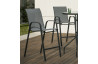 Ensemble haut table et fauteuils ronde en acier et textilène 4 personnes - Sulam - anthracite - Hevea