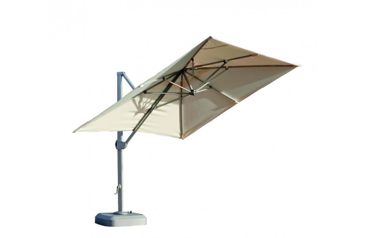 Parasol 3,5x3,5m déporté inclinable en aluminium et polyester - Roma - beige - Hevea