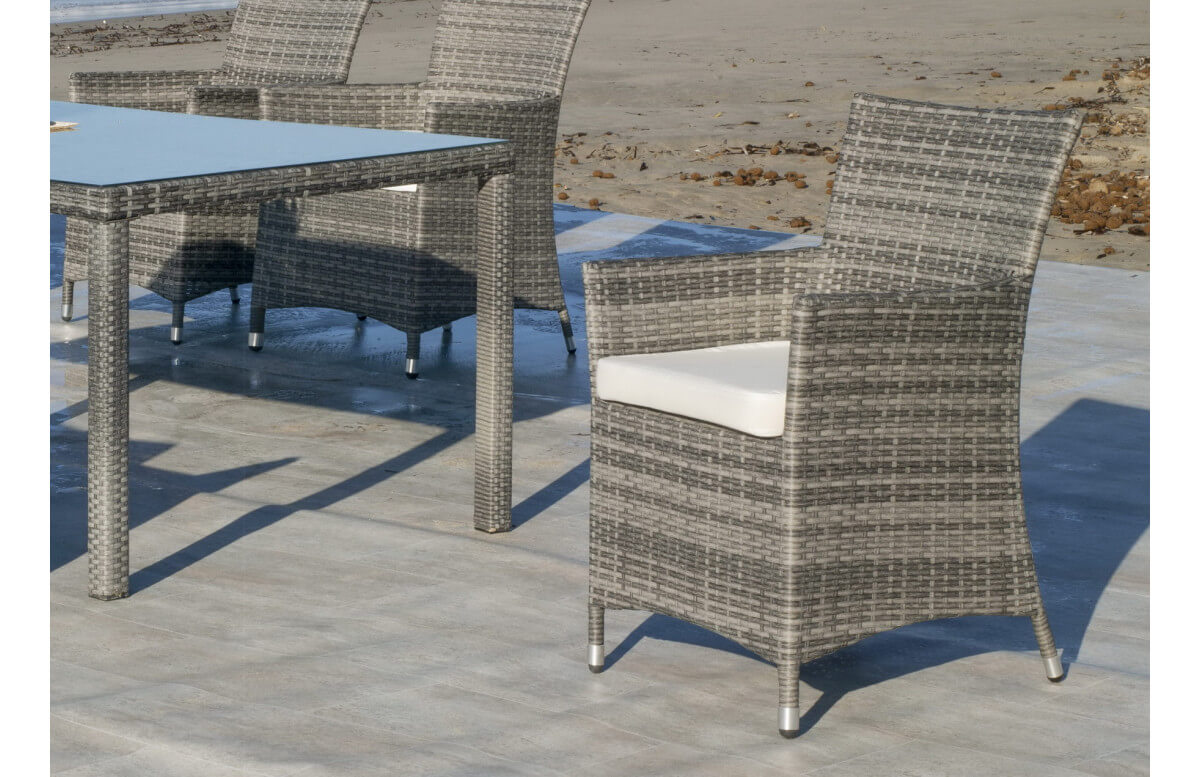 Fauteuil de jardin en résine tressée et Dralon - Oman - gris - Hevea