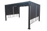 Pergola 4x3m à double toit coulissant et rideaux latéraux anthracite