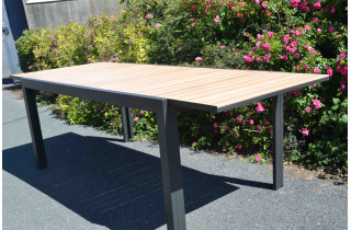 Table de jardin à rallonge pivotante 8 personnes en aluminium imitation bois Castres