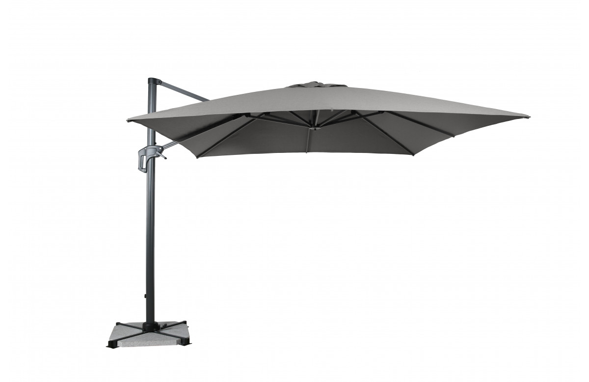 Parasol de jardin carré déporté et inclinable 3x3 gris clair DELORM