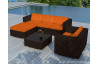 Salon de jardin design bas chocolat 5 personnes DELORM