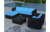 Salon de jardin design bas noir 5 personnes DELORM