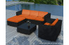 Salon de jardin design bas noir 5 personnes DELORM