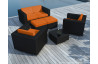 Salon de jardin design bas noir 6 personnes DELORM