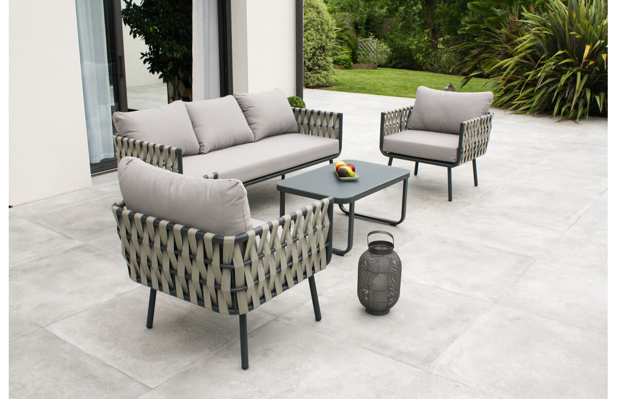 Salon de jardin design aluminium 5 Places couleur Gris - FIGARI - Cdiscount  Jardin