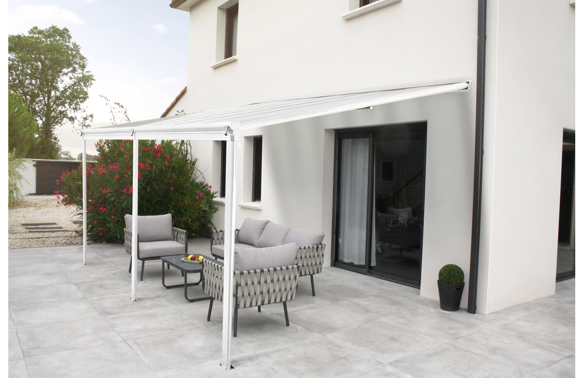 Pergola adossée CIELO 4x3m en polycarbonate et aluminium DCB GARDEN