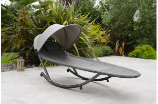 Bain de soleil design basculant HOSSEGOR en acier avec brise soleil Gris DCB GARDEN