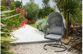 Fauteuil suspendu de jardin pliable LACANAU avec coussins Gris DCB GARDEN