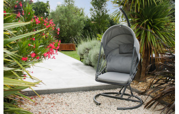 Fauteuil suspendu de jardin pliable LACANAU avec coussins Gris DCB GARDEN