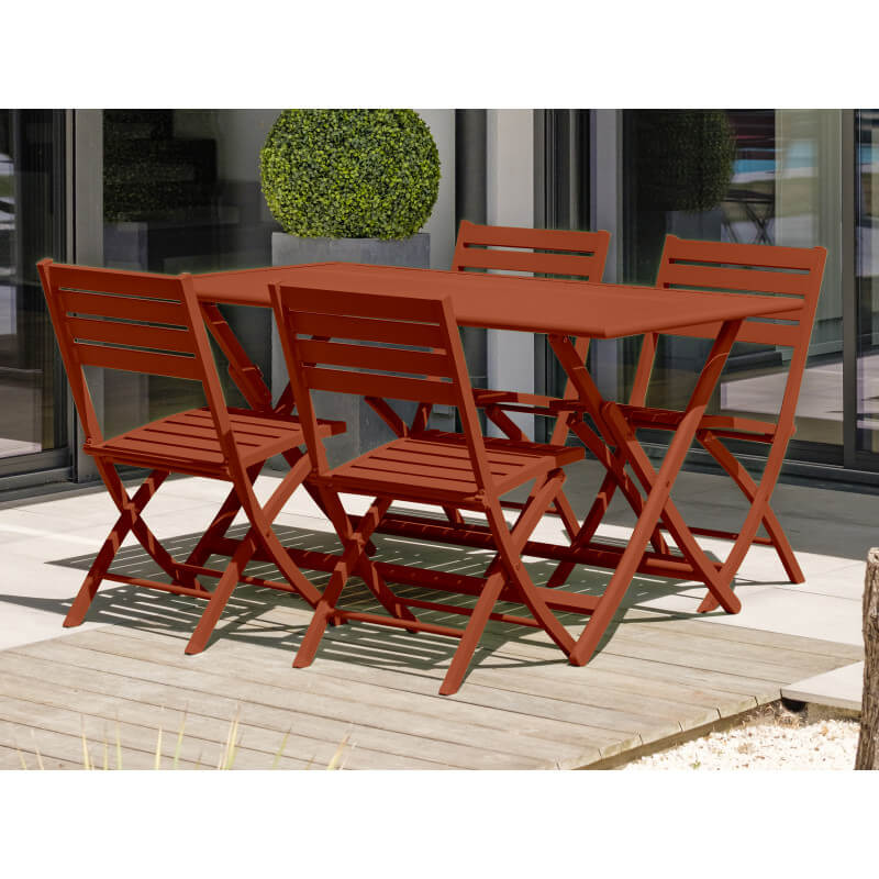 Table salon de jardin pliante pour 4 personnes en aluminium et  rectangulaire MARIUS CITY GARDEN