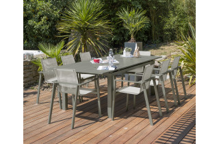 Ensemble table et fauteuils de jardin avec rallonge 8 personnes DCB Garden MIAMI