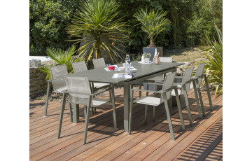 Ensemble table et fauteuils de jardin avec rallonge 8 personnes DCB Garden MIAMI