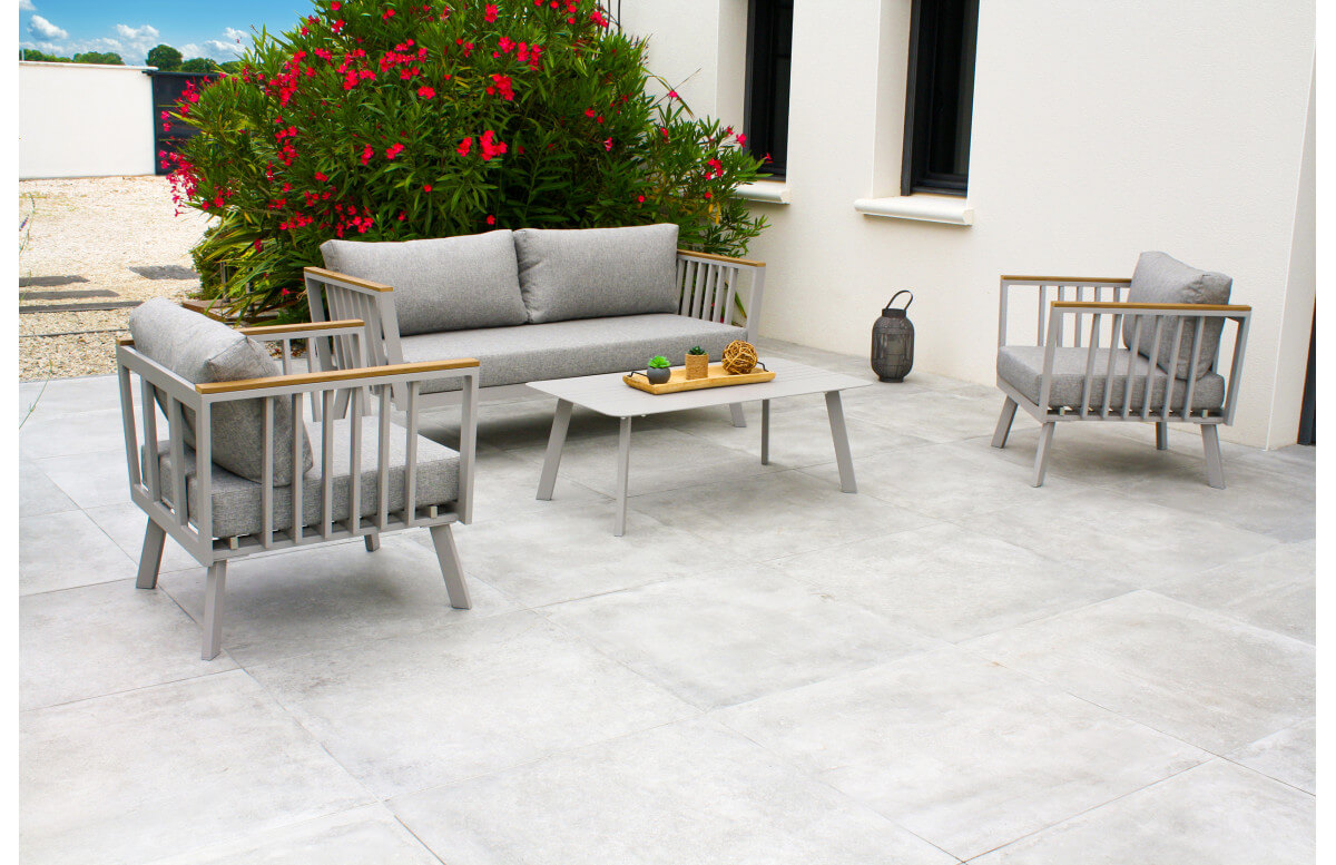 Salon de jardin bas NAPOLI en aluminium Gris 5 personnes DCB GARDEN