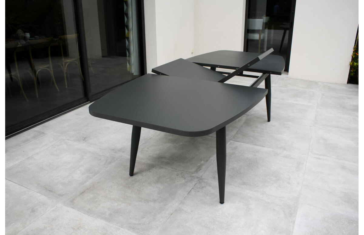 Table de jardin extensible PILAT 260 cm en aluminium Anthracite 8 personnes PARIS GARDEN