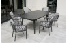 Ensemble table extensible et fauteuils de jardin PILAT en aluminium Anthracite 6 personnes PARIS GARDEN