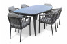 Ensemble table extensible et fauteuils de jardin PILAT en aluminium Anthracite 6 personnes PARIS GARDEN