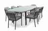 Ensemble table extensible et fauteuils de jardin PILAT en aluminium Anthracite 8 personnes PARIS GARDEN