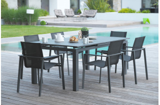 Ensemble table et fauteuils de jardin avec rallonge 6 personnes DCB Garden MIAMI