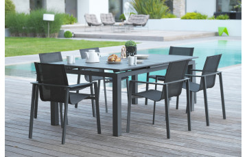 Ensemble table et fauteuils de jardin avec rallonge 6 personnes DCB Garden MIAMI