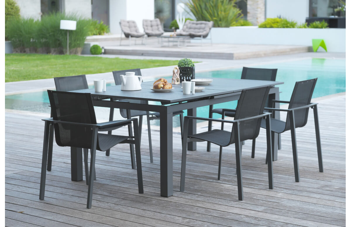 Ensemble table et fauteuils de jardin avec rallonge 6 personnes DCB Garden MIAMI Ensemble table et fauteuils de jardin avec rallonge 6 personnes DCB Garden MIAMI