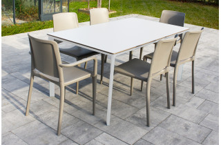 Ensemble table et chaises empilables de jardin 6 personnes Ezpeleta Meet-Hall