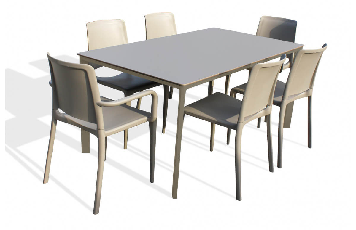 Ensemble table et chaises empilables de jardin 6 personnes Ezpeleta Meet-Hall Ensemble table et chaises empilables de jardin 6 personnes Ezpeleta Meet-Hall