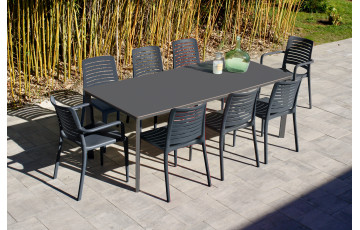 Ensemble table et chaises de jardin 8 personnes Ezpeleta Meet-Park