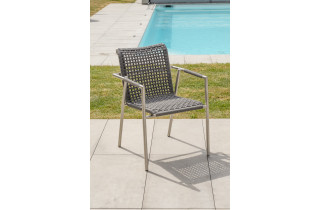 Fauteuil salon de jardin empilable en inox et corde Paris Garden CONCARNEAU
