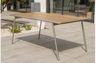 Table de jardin 6 personnes en inox et HPL imitation bois Paris Garden CONCARNEAU