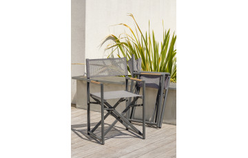 Fauteuil de jardin pliant HONFLEUR en aluminium et textilène Anthracite PARIS GARDEN