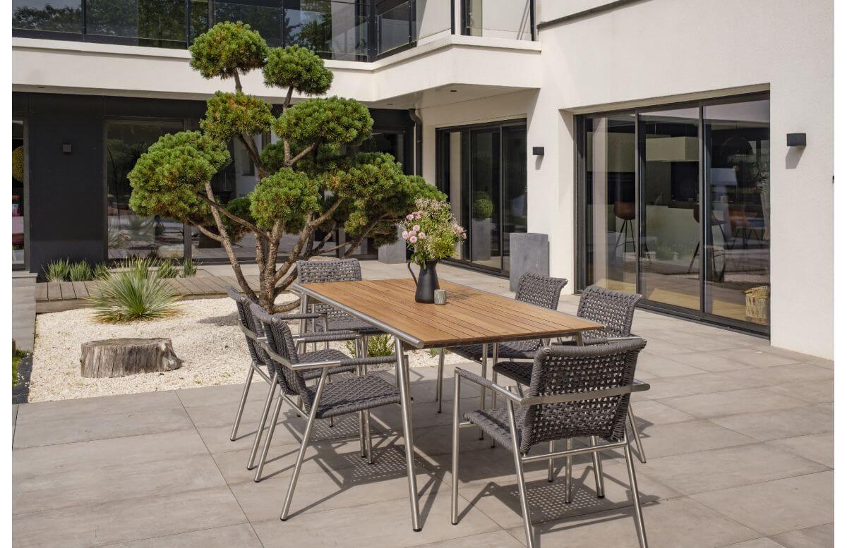 Ensemble table et fauteuils de jardin 6 personnes en inox & HPL Paris Garden CONCARNEAU Ensemble table et fauteuils de jardin 6 personnes en inox & HPL Paris Garden CONCARNEAU