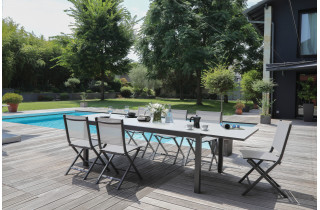 Table de jardin extensible en aluminium et verre 8-12 personnes - ELISE - Alizé