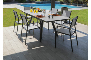 Table de jardin extensible en aluminium et verre 8-10 personnes - AGRA - Alizé