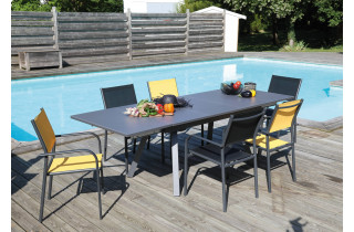 Table de jardin extensible en aluminium et verre 8-10 personnes - AGRA - Alizé