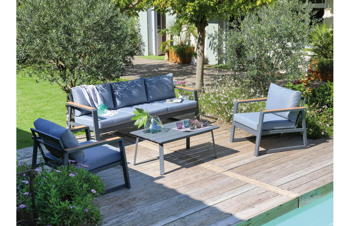 Salon de jardin bas en aluminium 5 personnes - GRASSE II - Alizé