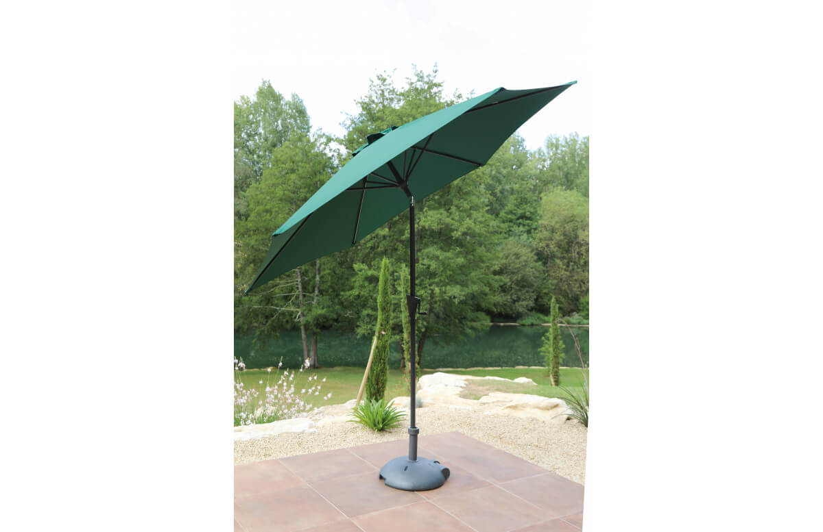 Parasol de jardin rond inclinable déperlant en aluminium et polyester - Alizé