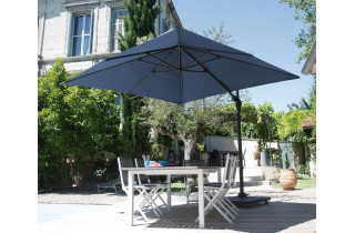 Parasol de jardin carré déporté inclinable 300X300 en aluminium et polyester - Alizé