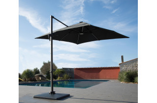 Parasol de jardin carré déporté inclinable 270X270 en aluminium et polyester - Alizé