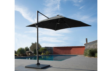 Parasol de jardin carré déporté inclinable 270X270 en aluminium et polyester - Alizé