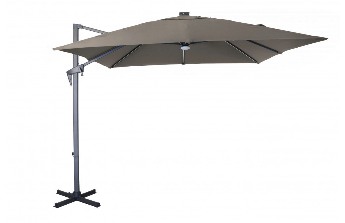 Parasol de jardin carré déporté inclinable 270X270 en aluminium et polyester - Alizé